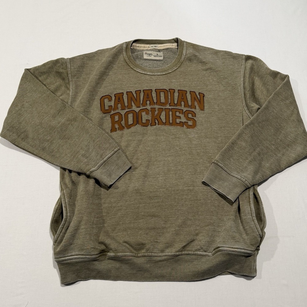 River Wear Canadian Rockies Crewneck Sweatshirt Men's Large Olive Green